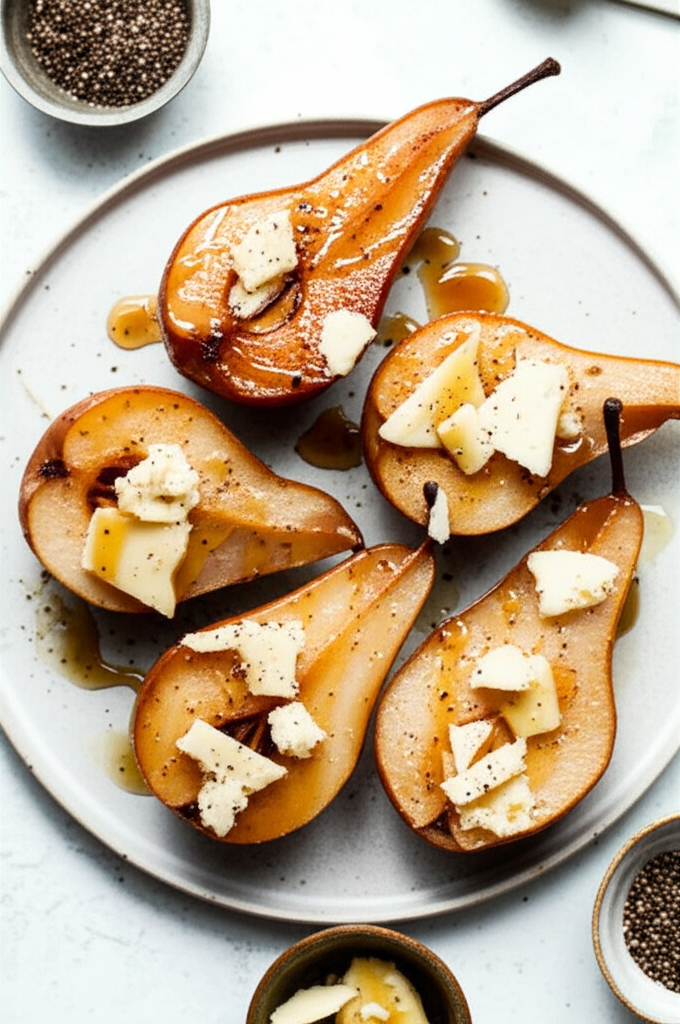 Balsamic Roasted Pears With Pepper And Honey image