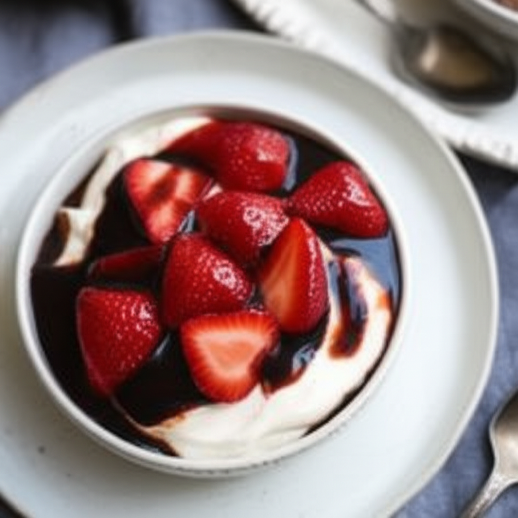 Balsamic Strawberries With Whipped Mascarpone Cheese image