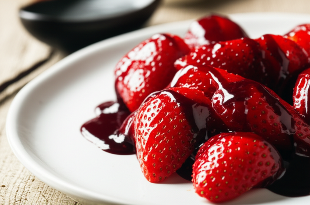 Balsamic Syrup Over Strawberries image