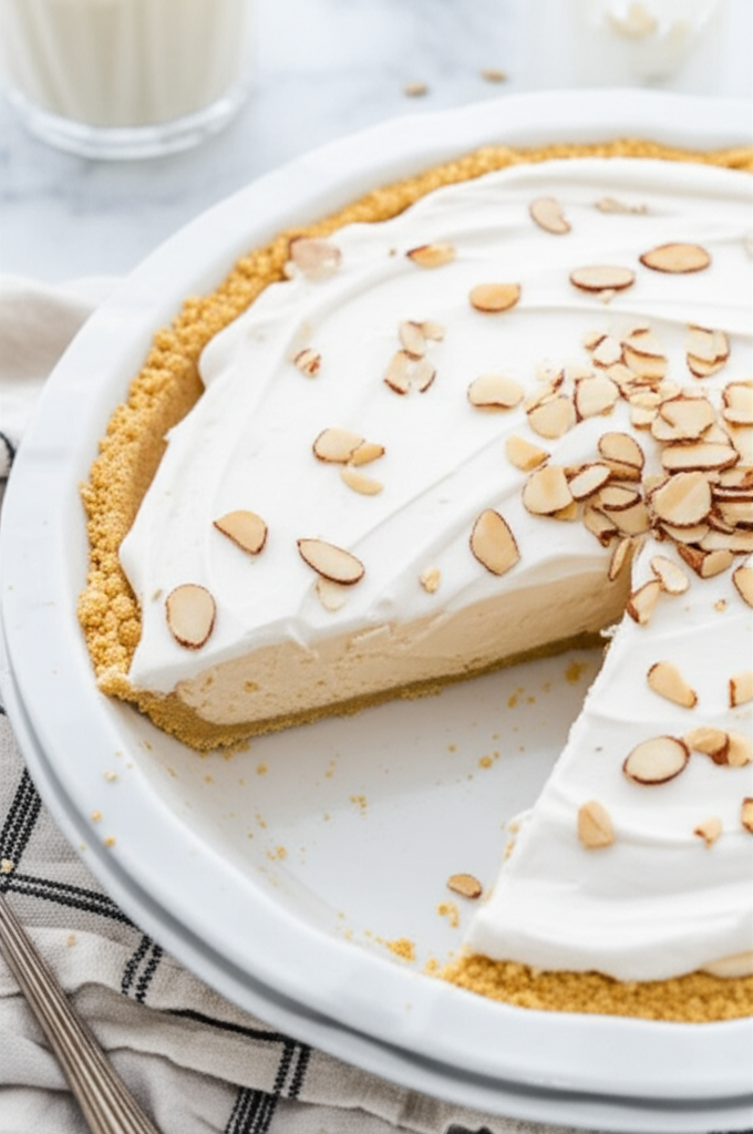 5 Minute Toasted Almond Cheesecake Pie image
