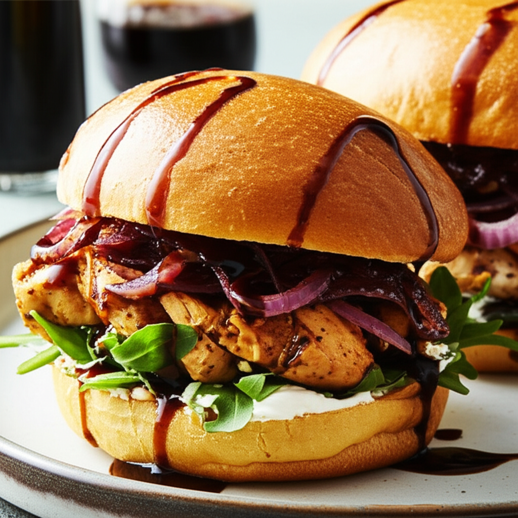 Balsamic Glazed Chicken Sandwiches With Goat Cheese image