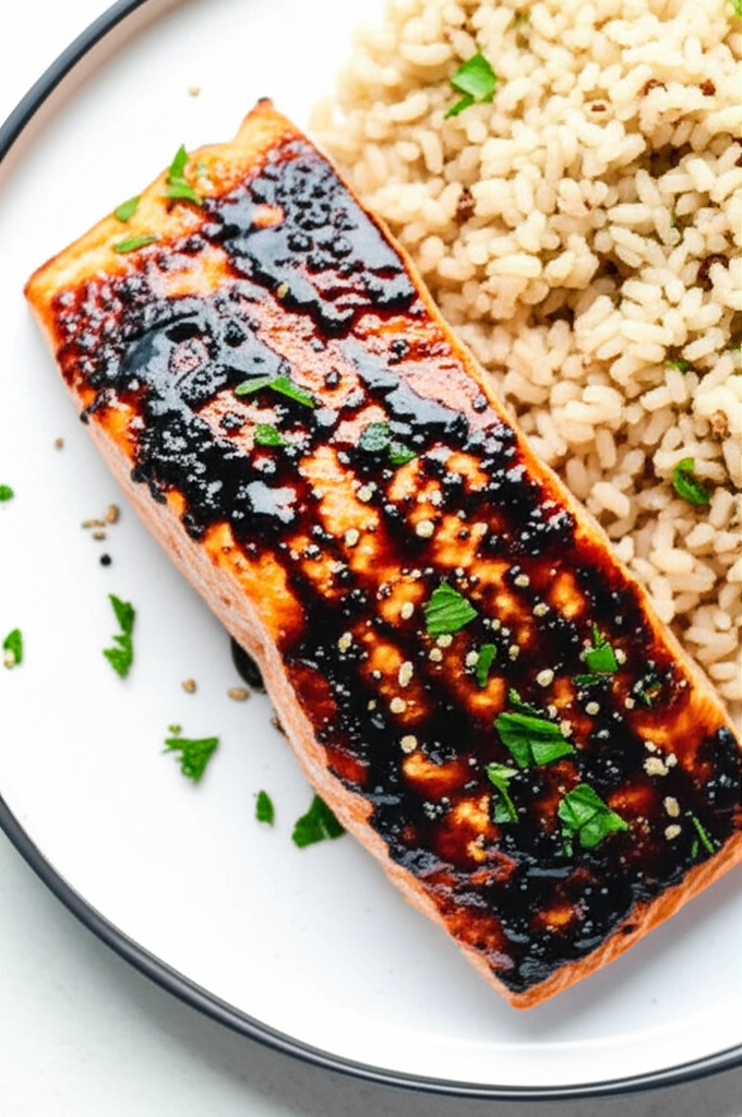 Balsamic Glazed Cracked Pepper Salmon Clean Eating image