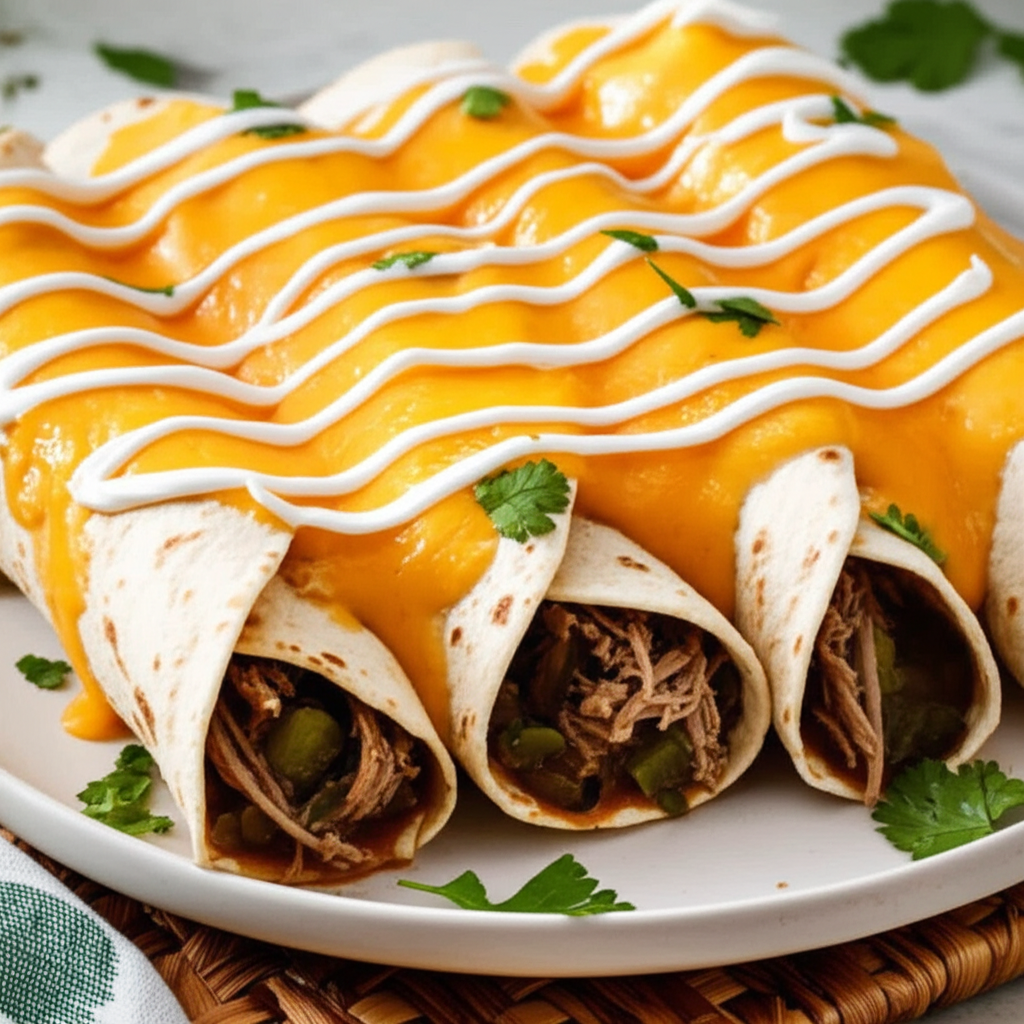 5 Minute Wet Beef Green Chile Burritos image