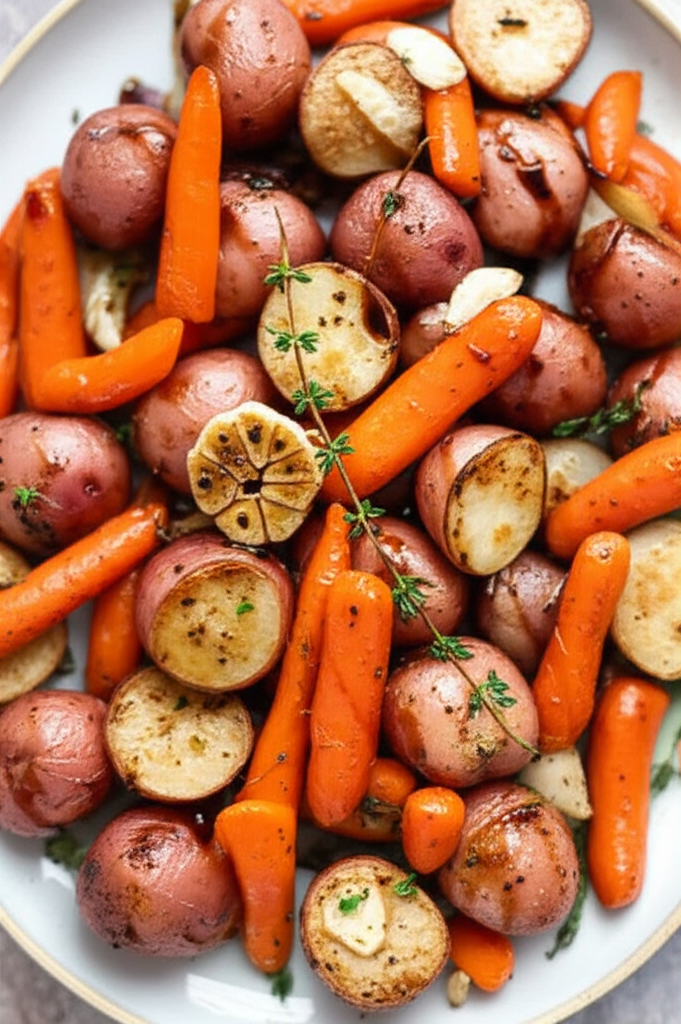 Balsamic Roasted Baby Potatoes Carrots image