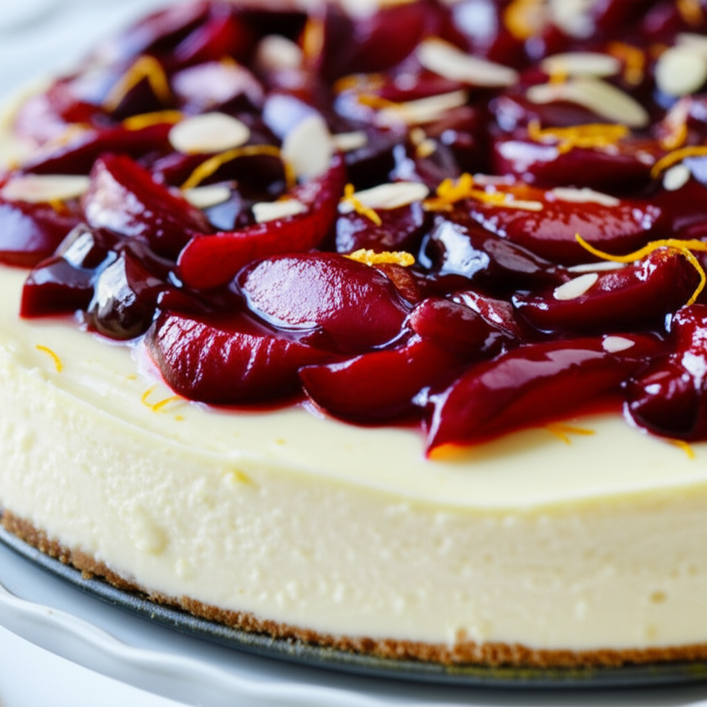 Plum And Orange Baked Cheesecake image