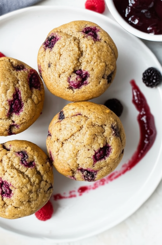 Banana Berry Wheat Germ Muffins image