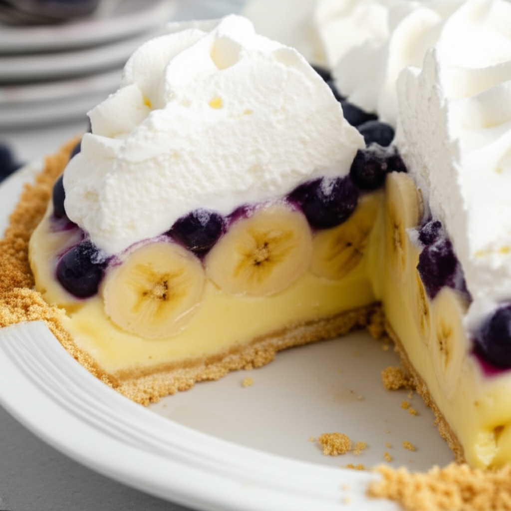 Banana Blueberry Pudding Pie image