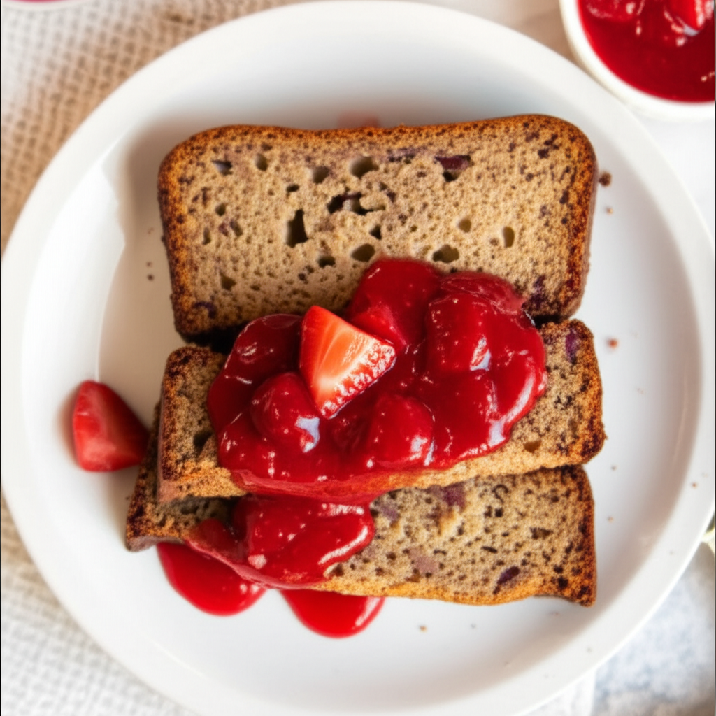 Banana Bread With Strawberry Compote image