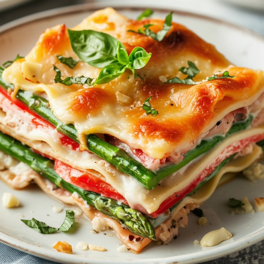 5 Cheese Crab Lasagna With Roasted Garlic And Vegetables image