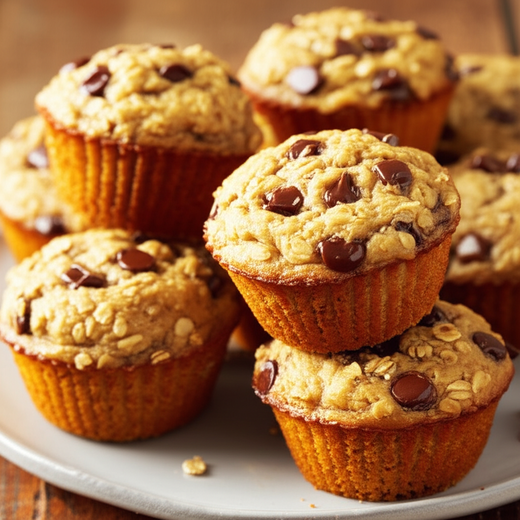 Banana Chocolate Chip Oatmeal Muffins image