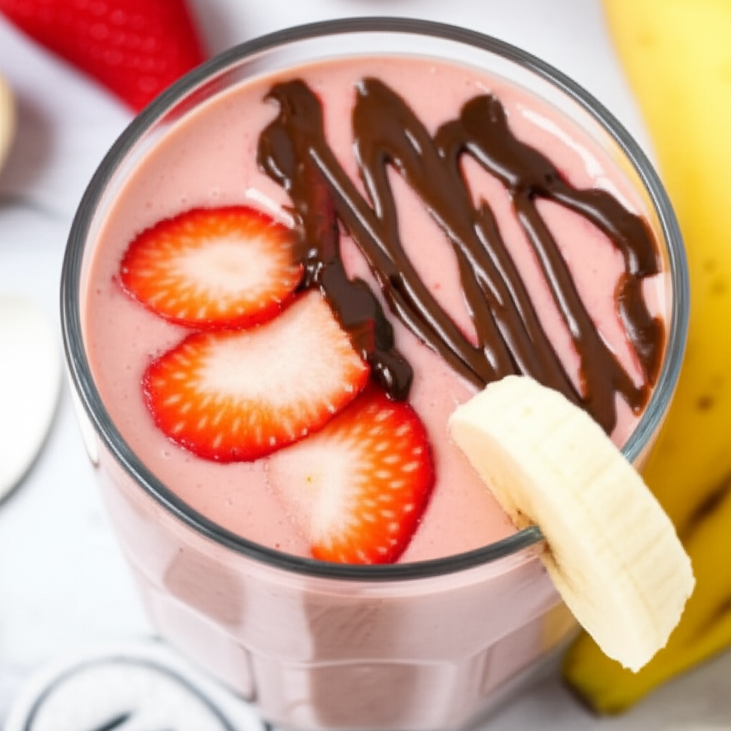 Banana Chocolate Strawberry Smoothie image