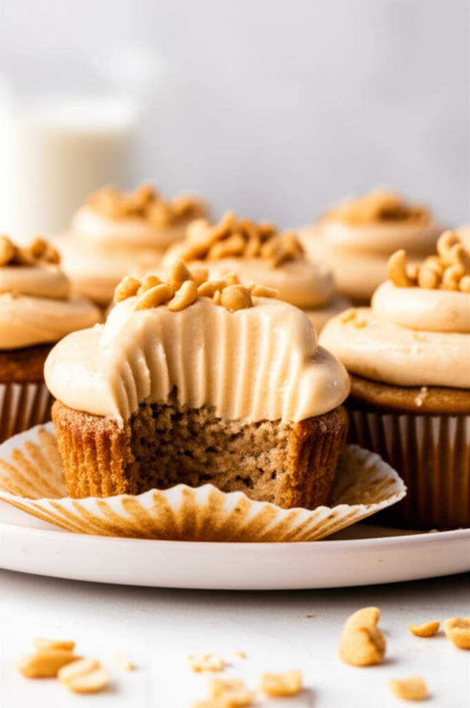 Banana Cupcakes W Peanut Butter Frosting image