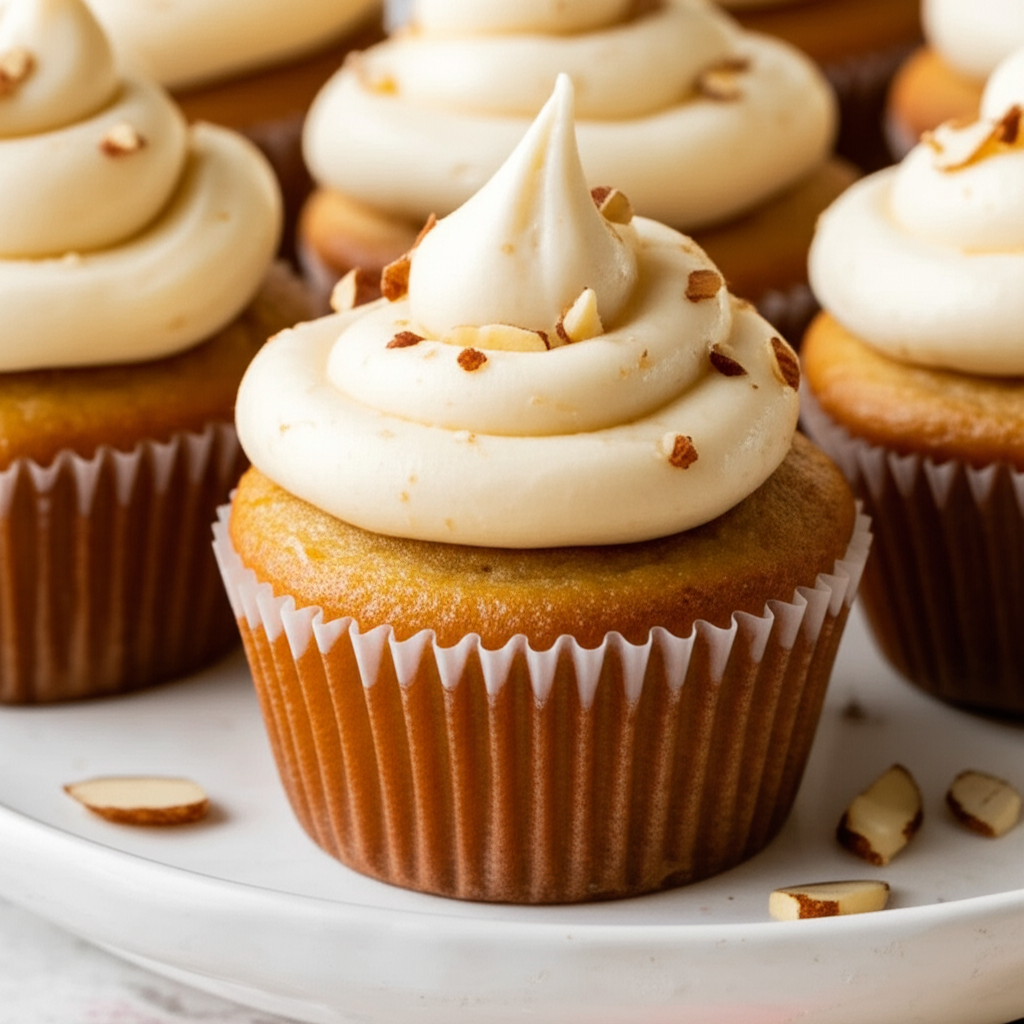 Banana Cupcakes With Amaretto Buttercream image