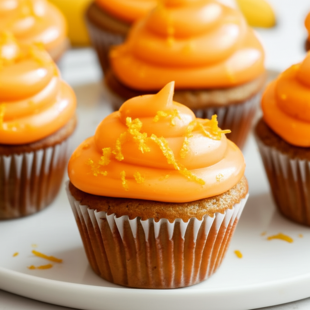 Banana Cupcakes With Orange Cream Cheese Glaze image