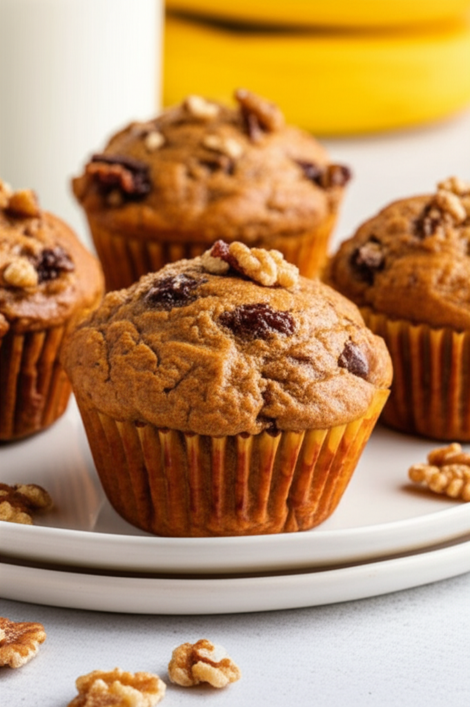 Banana Date Walnut Muffins Low Fat Vegan