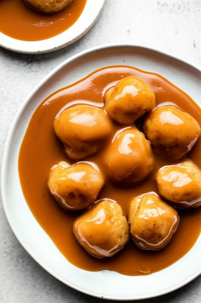 Banana Dumplings With Toffee Sauce image