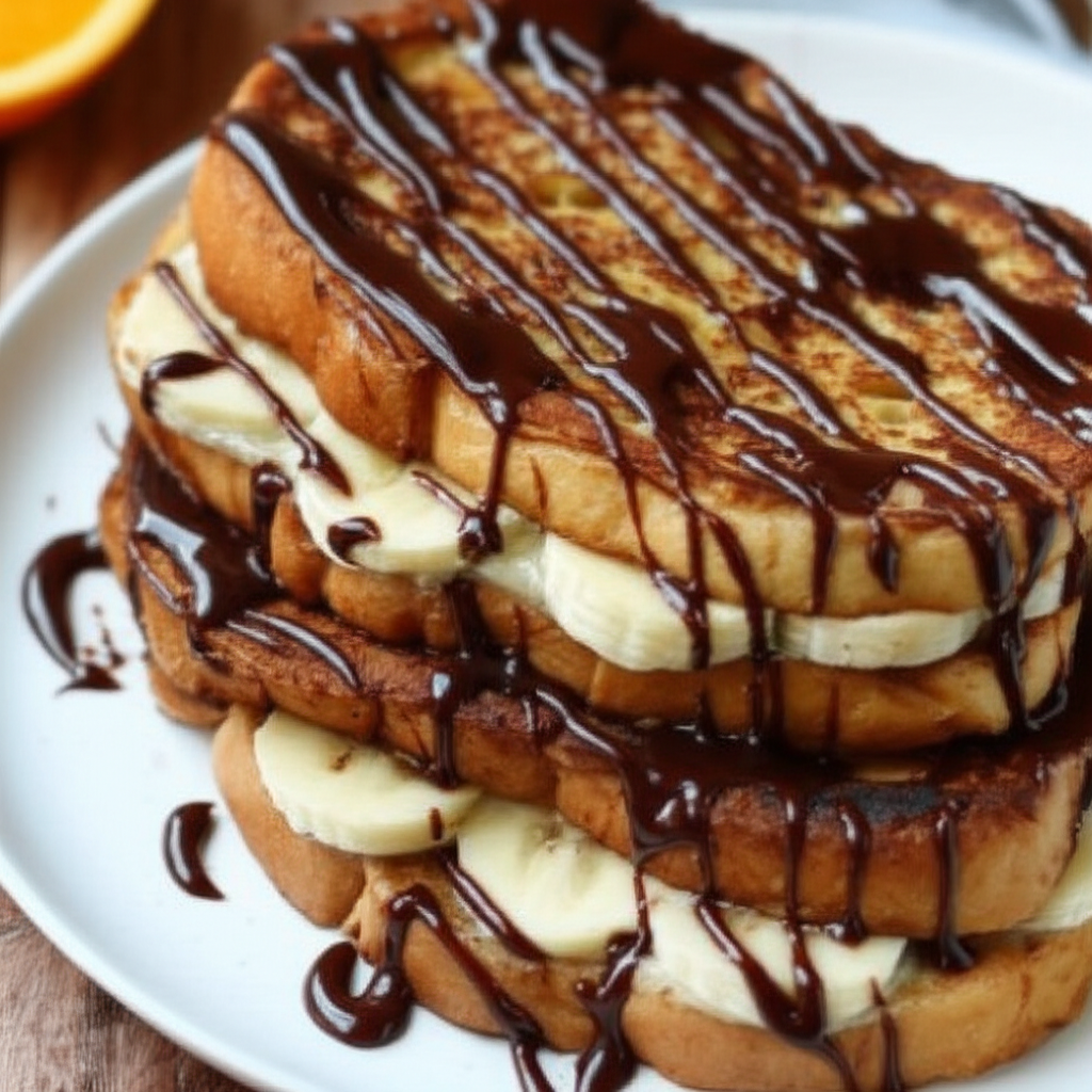 Banana French Toast With Chocolate Drizzle image