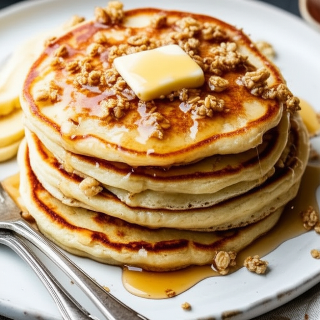 Banana Granola Pancakes image