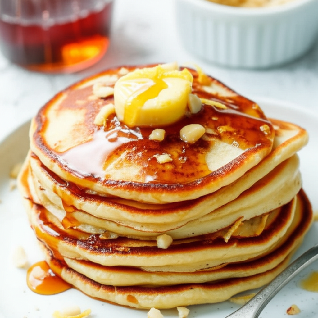 Banana Macadamia Nut Pancakes With Orange Butter image