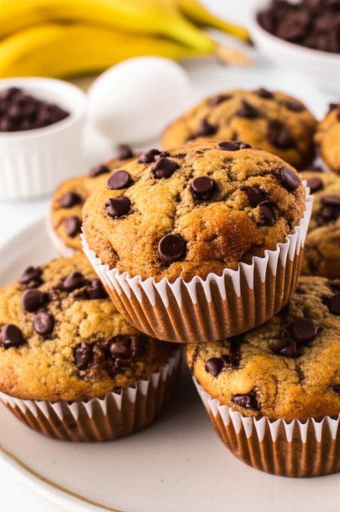 Banana Muffins Chocolate Chips Optional image