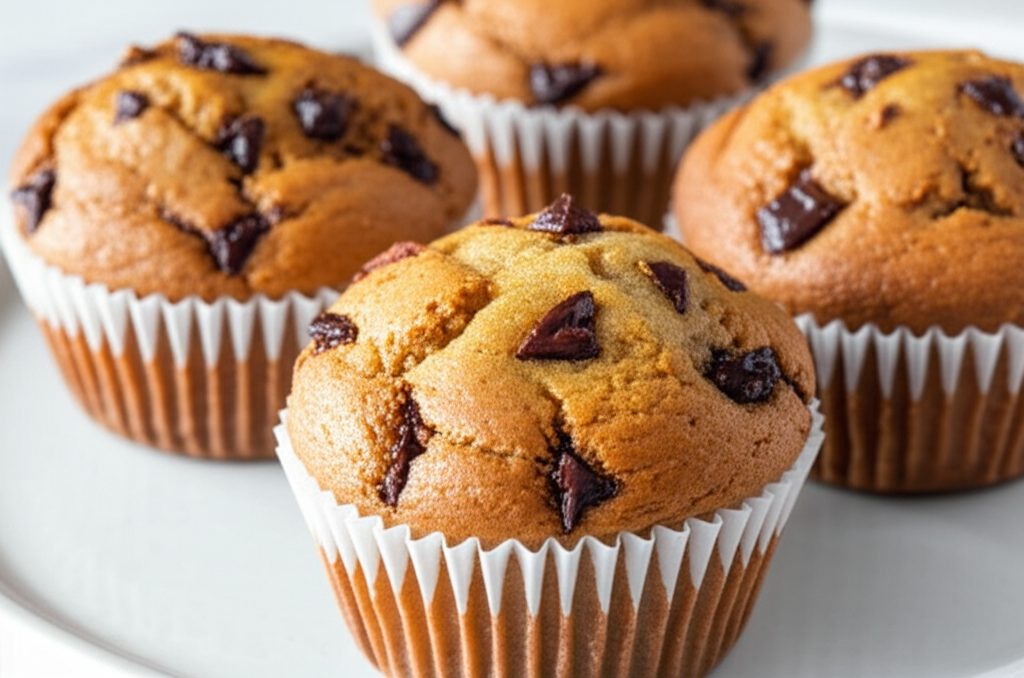 Banana Muffins With Chocolate And Ginger image