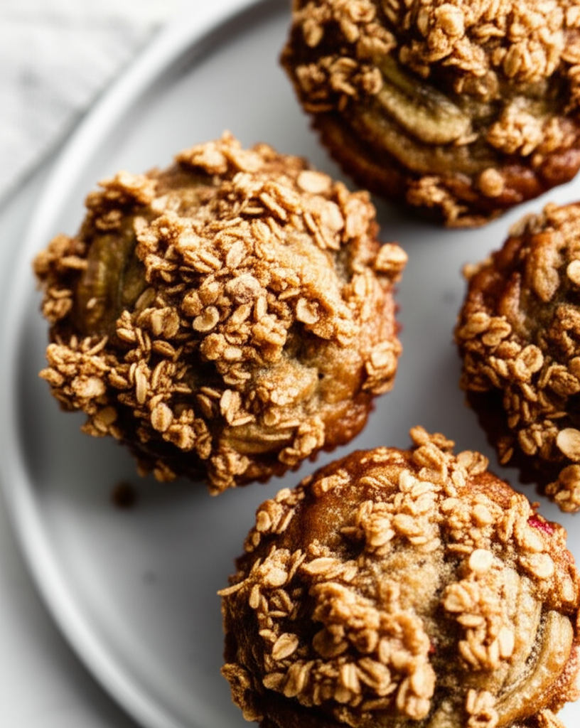 Banana Muffins With Crunchy Granola Topping image