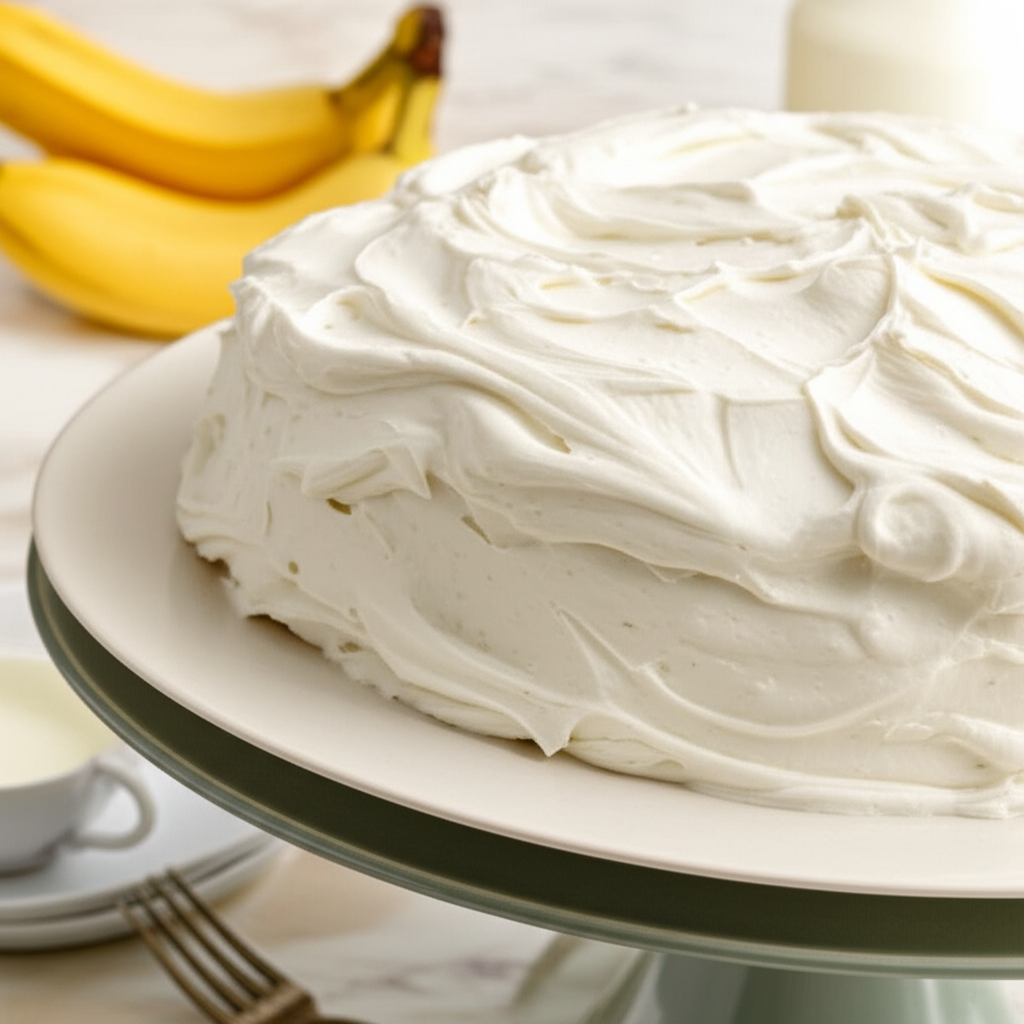 Banana Nut Cake With Whipped Cream Frosting image
