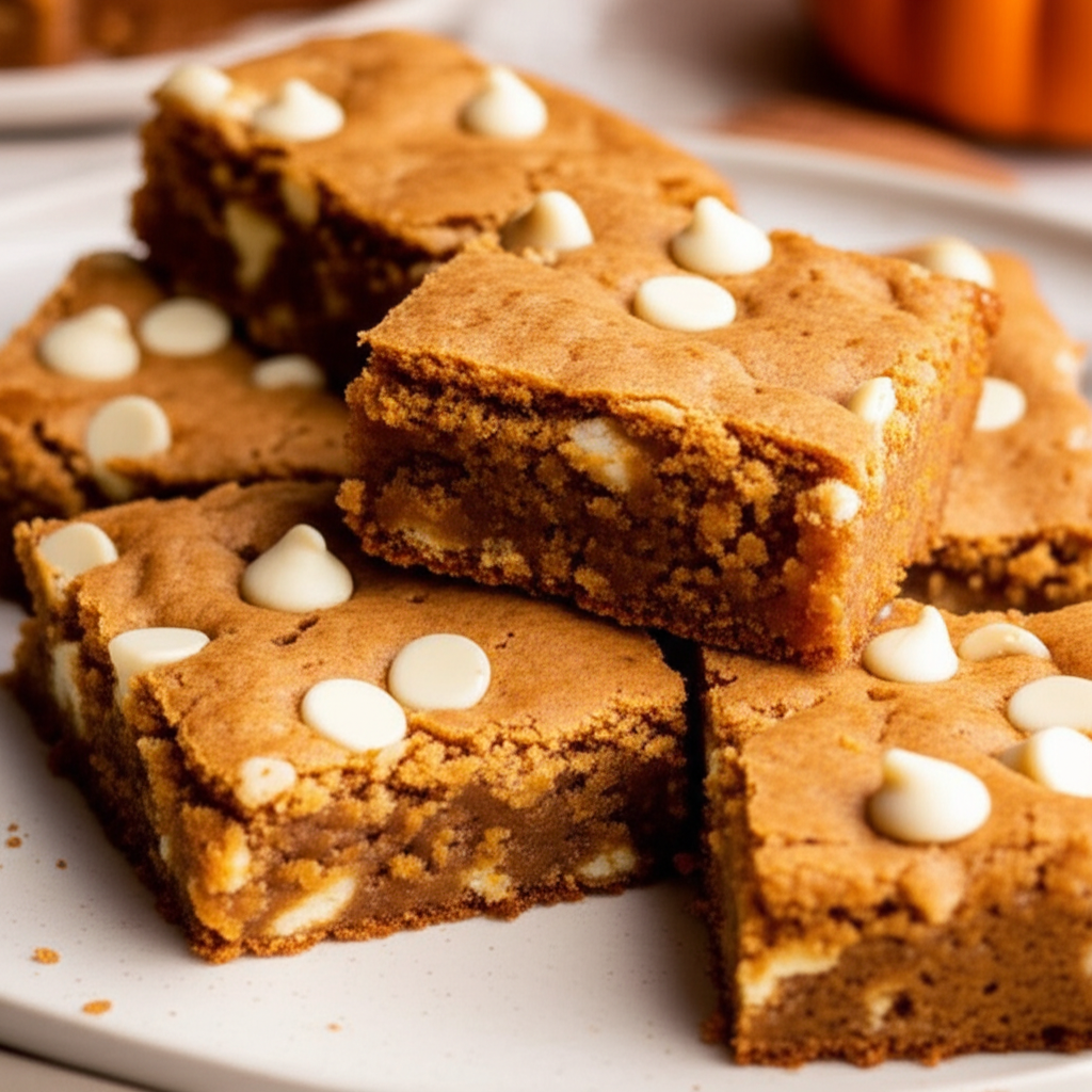 Pumpkin White Chocolate Chip Blondies image