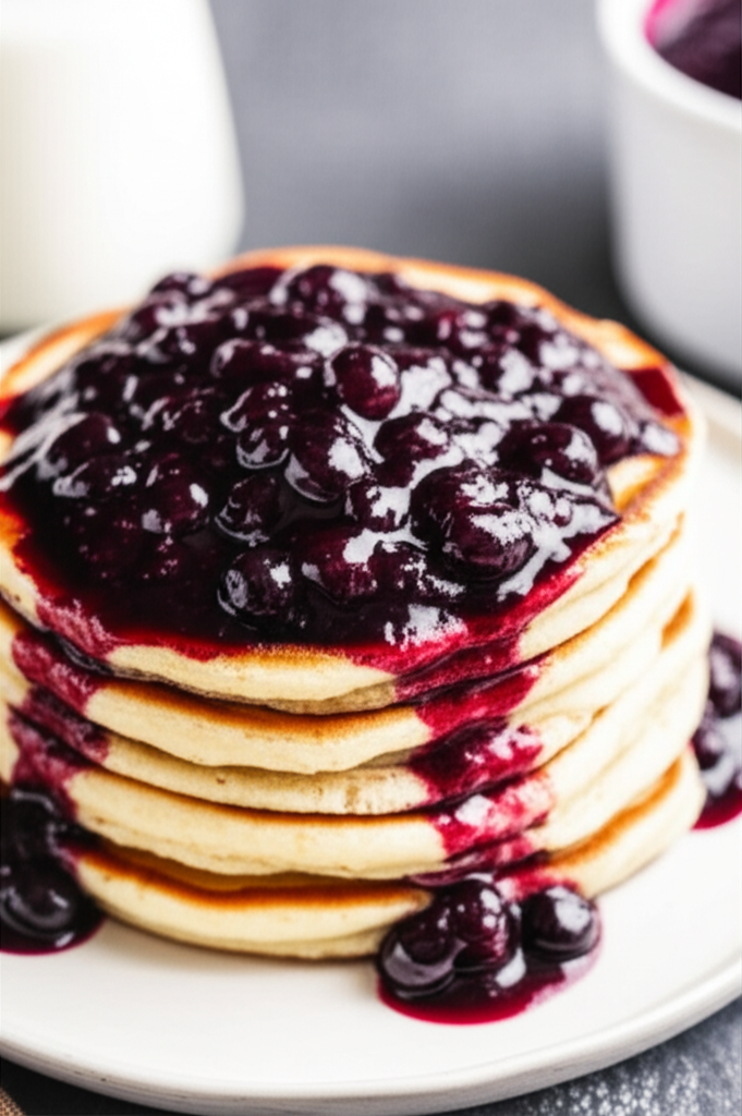 Banana Pancakes With Blueberry Sauce image