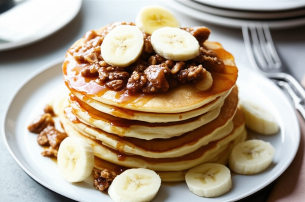 Banana Pancakes With Gingersnap Spread image