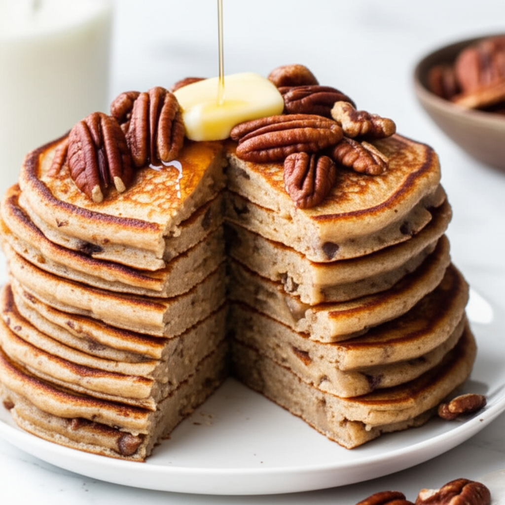 Banana Pecan Whole Wheat Pancakes image