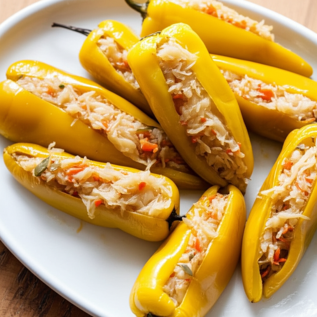 Banana Peppers Stuffed With Sauerkraut image