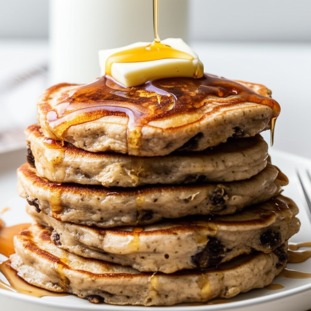 Banana Raisin And Oatmeal Pancakes image