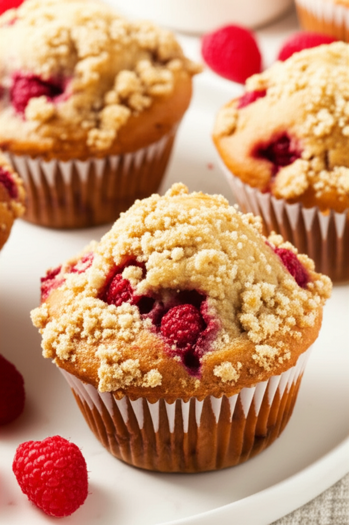 Banana Raspberry Streusel Muffins image