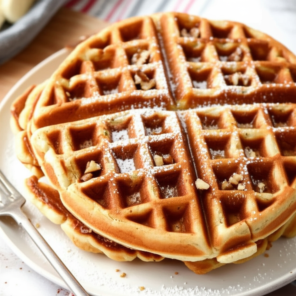 Banana Walnut Buttermilk Waffles image