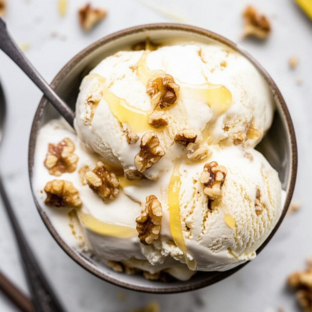 Banana Honey And Walnut Ice Cream image