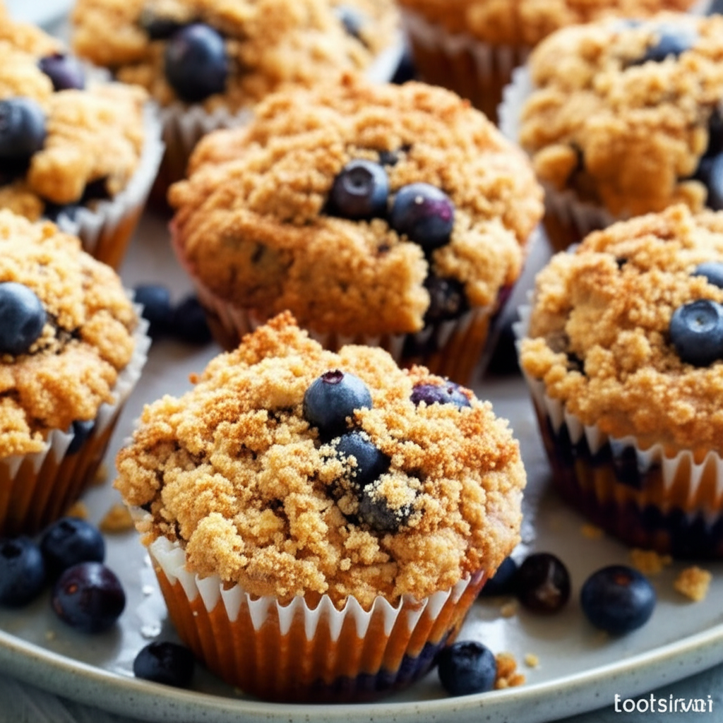 Banana Blueberries Crumb Muffins image