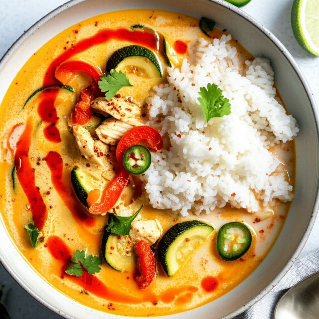 Red Curry Coconut Chicken Soup image