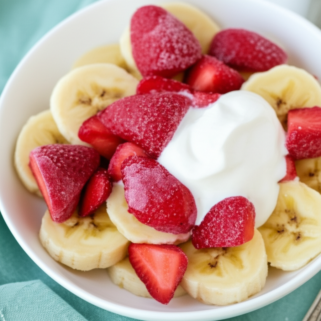 Bananas And Strawberries With Sour Cream image