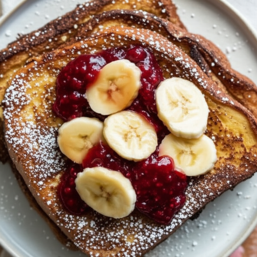 Bananas Foster Raspberry French Toast image