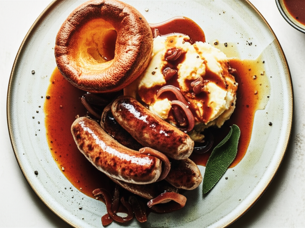 Bangers And Mash In Yorkshire Pudding image