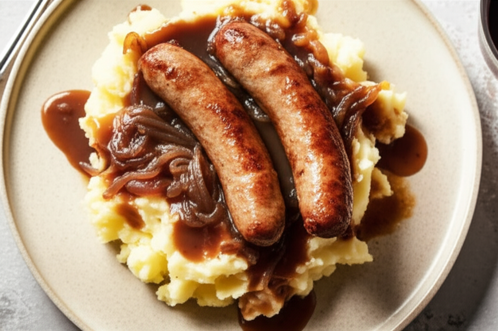 Bangers And Mash With Onion Gravy image