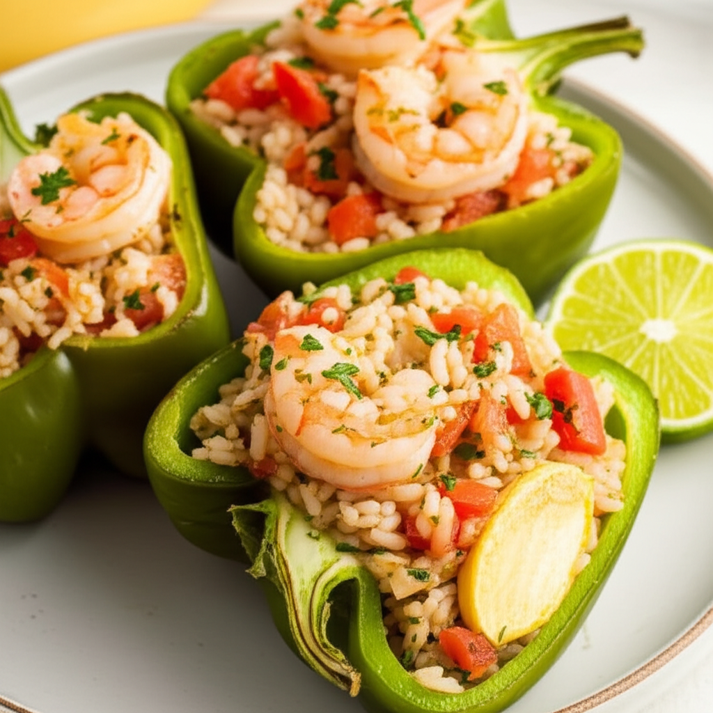 Barbados Seafood Stuffed Bell Peppers image