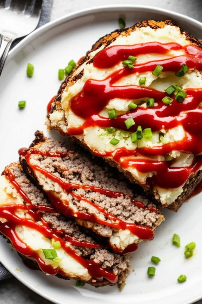 Barbecue Basil Meatloaf With Mashed Potato Top image