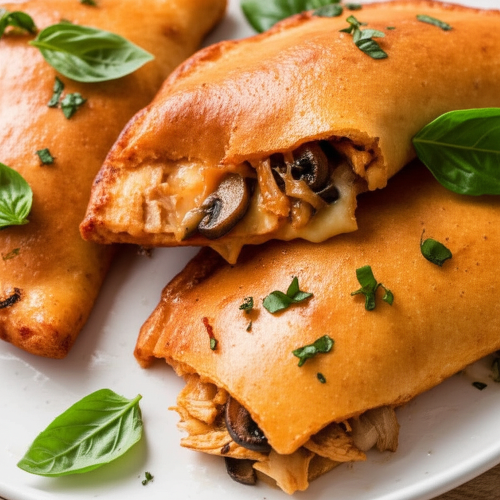 Barbecue Chicken Basil Calzones Oamc image