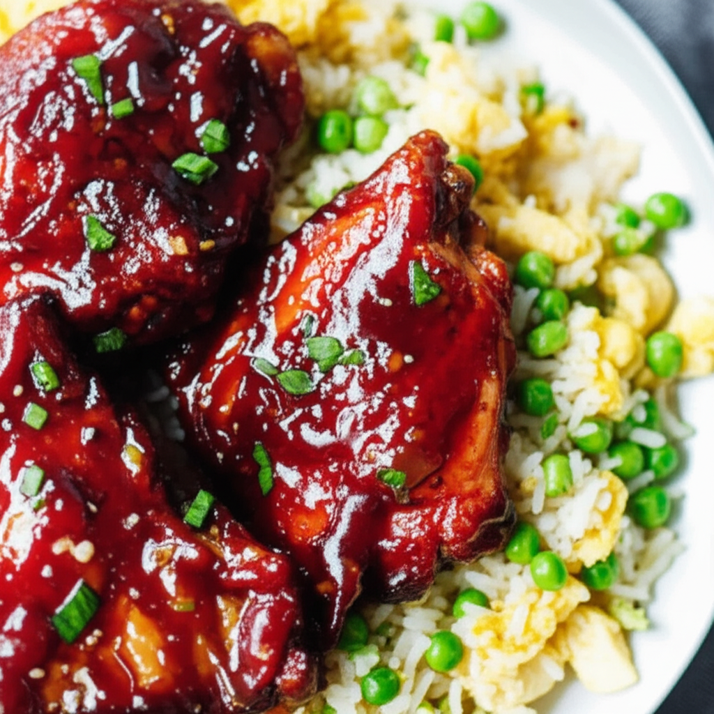 Barbecue Chicken With Fried Rice image