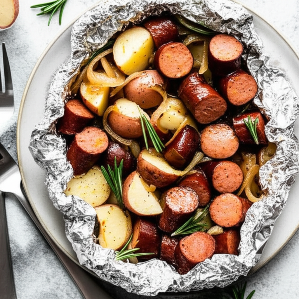 Barbecue Grilled Kielbasa Dinner Packets image