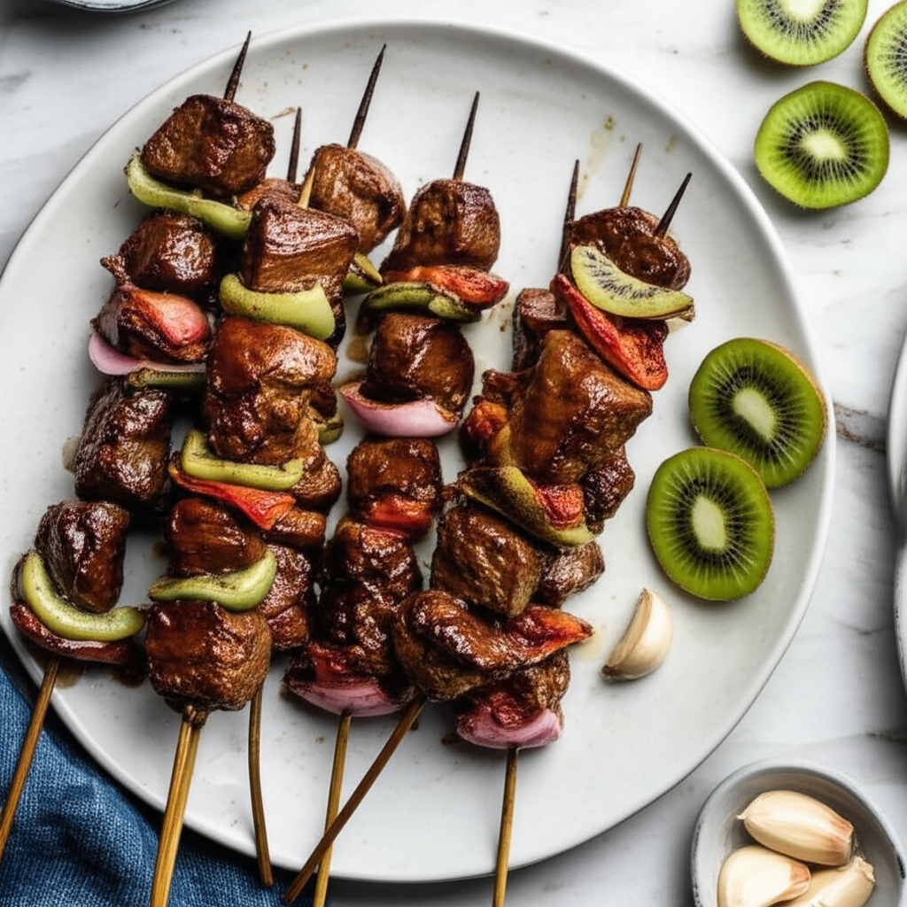 Barbecue Kiwi Lamb Kabobs image