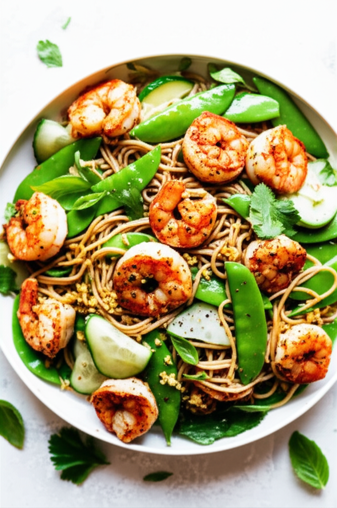 Barbecue Shrimp And Sugar Snap Pasta Salad Clean Eating image