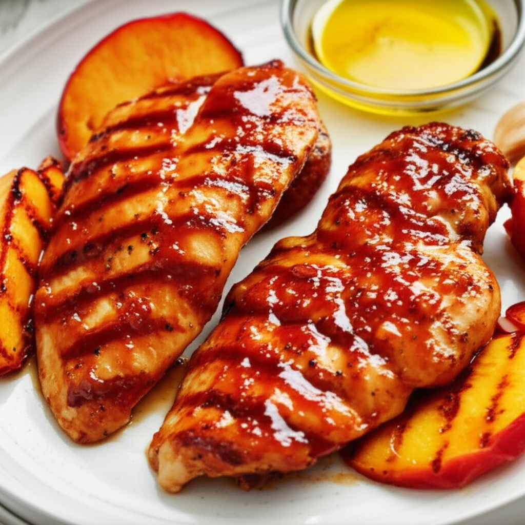 Barbecued Chicken Breasts With Spicy Peach Glaze image